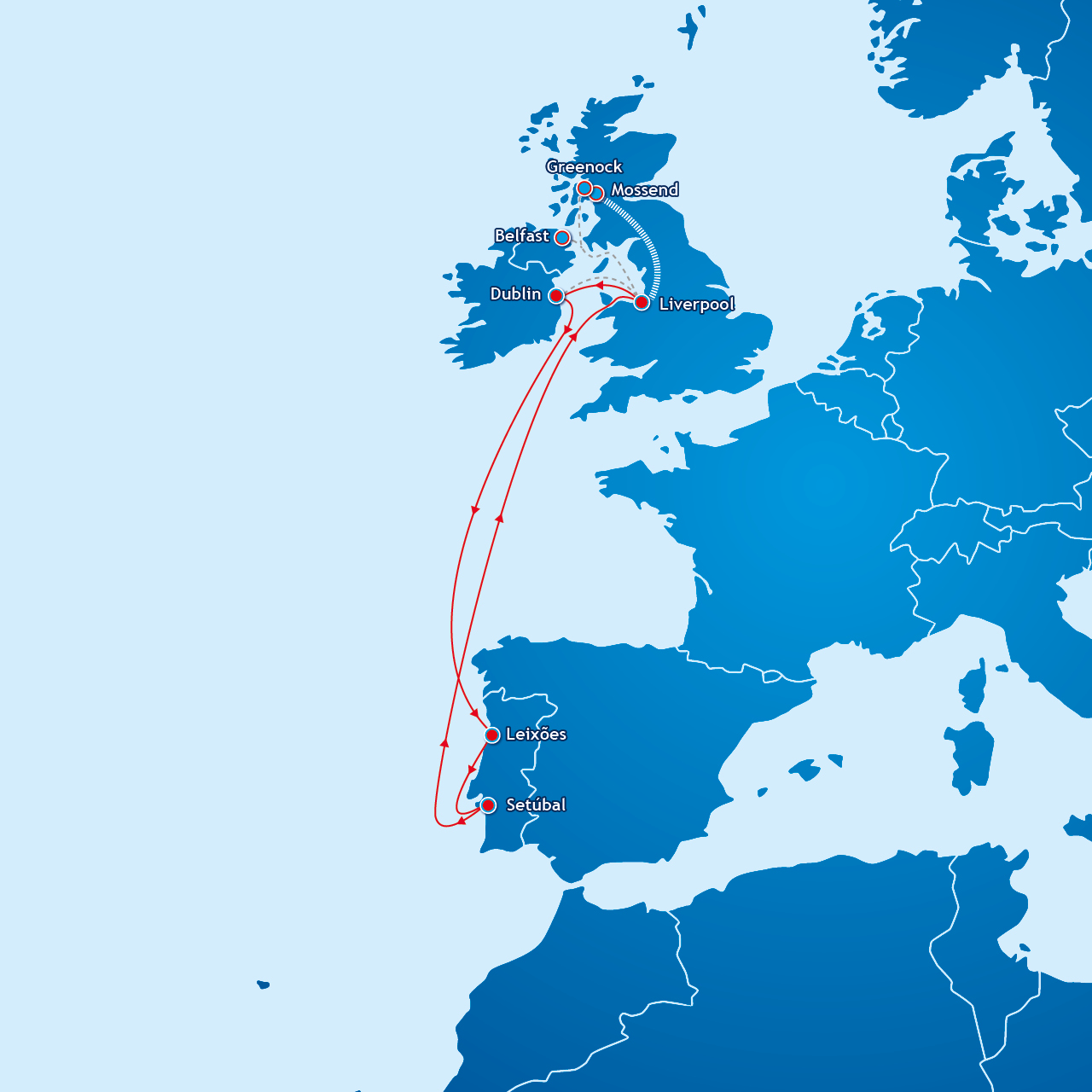 UK-Ireland to Portugal Service